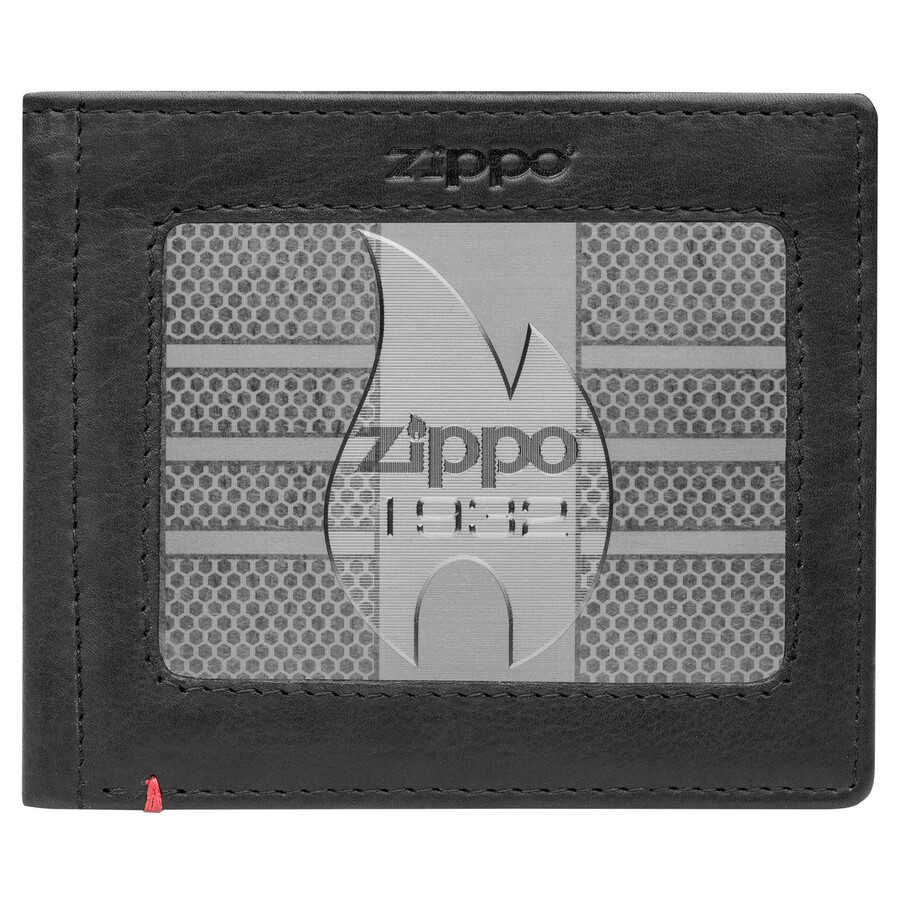 ブラックレザーウォレット - zippo 1932 メタルプレートデザイン