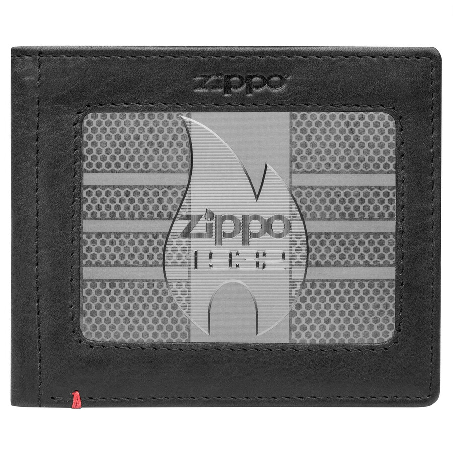 ブラックレザーウォレット - zippo 1932 メタルプレートデザイン