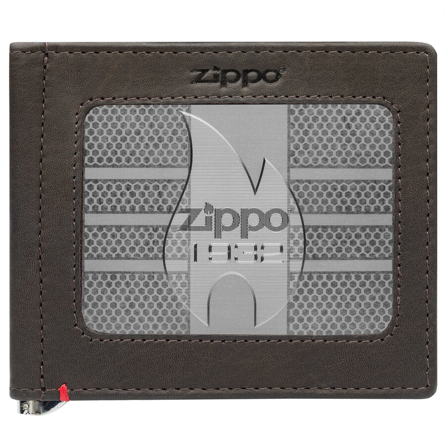 モカレザーウォレット - zippo 1932 メタルプレートデザイン