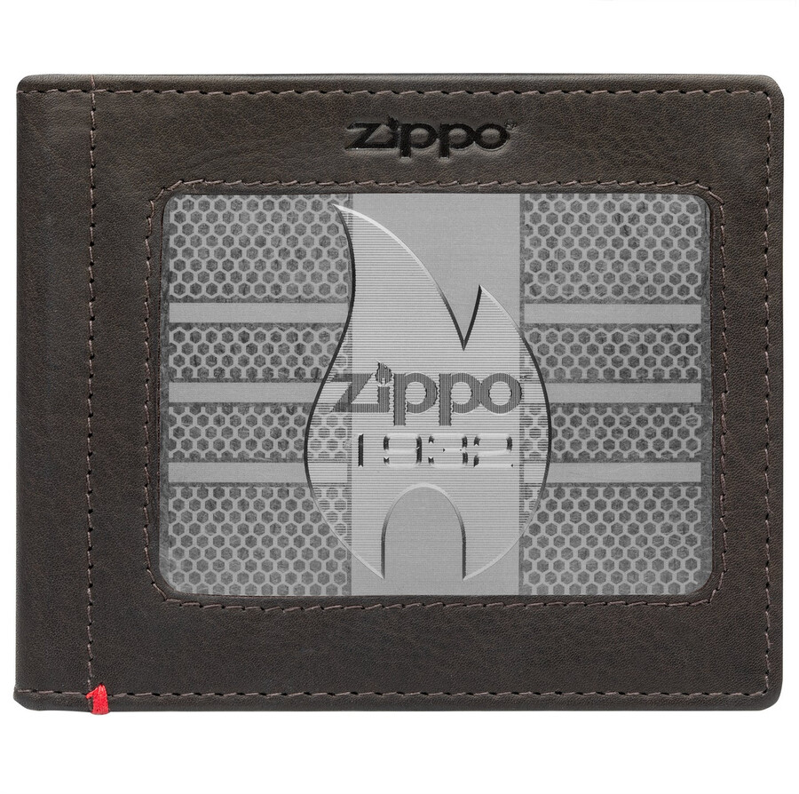 モカレザーウォレット - zippo 1932 メタルプレートデザイン