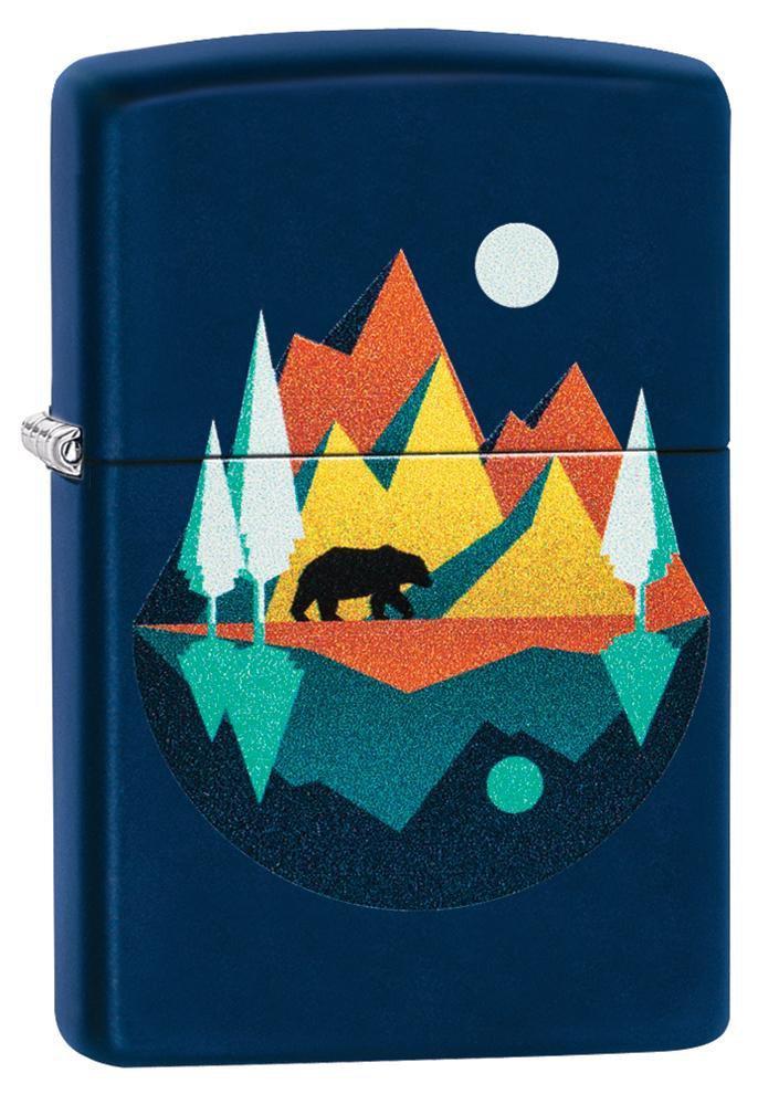 幾何学的なクマと山のデザイン