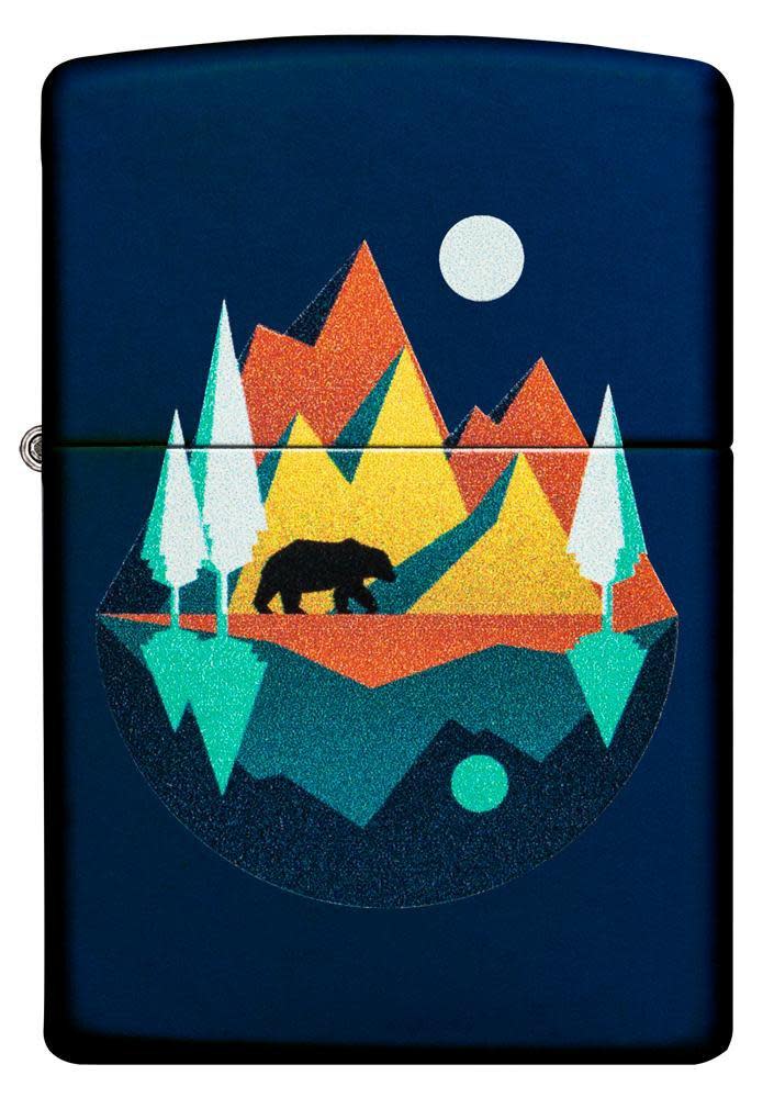 幾何学的なクマと山のデザイン