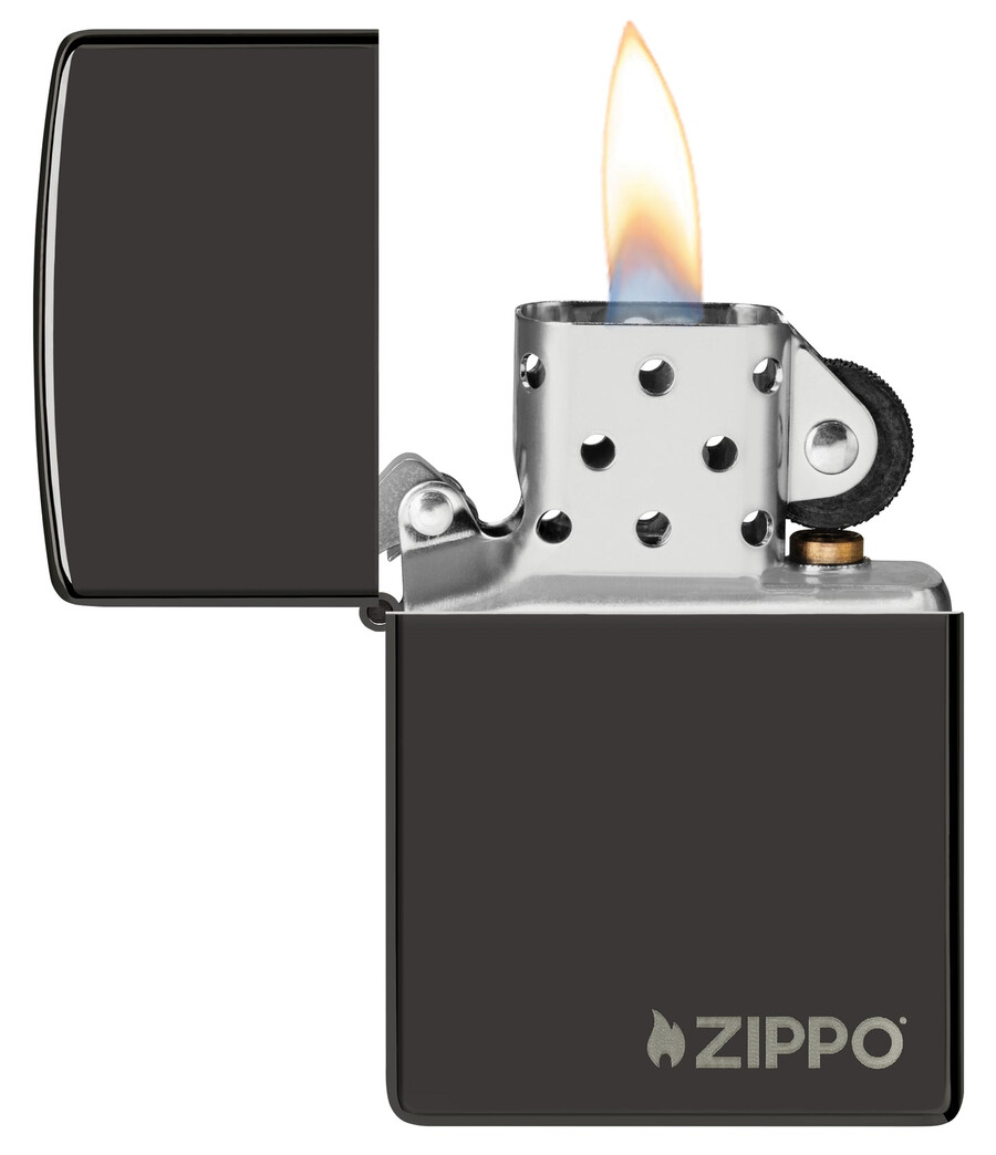 クラシックな高光沢ブラックzippoロゴ
