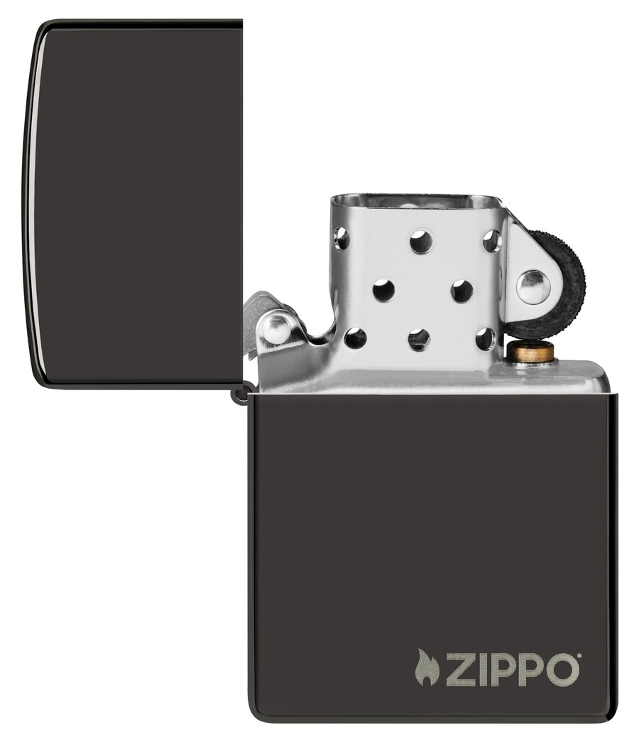 クラシックな高光沢ブラックzippoロゴ