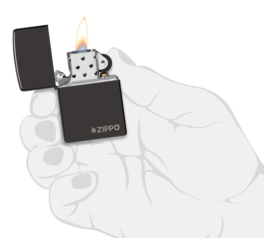 クラシックな高光沢ブラックzippoロゴ