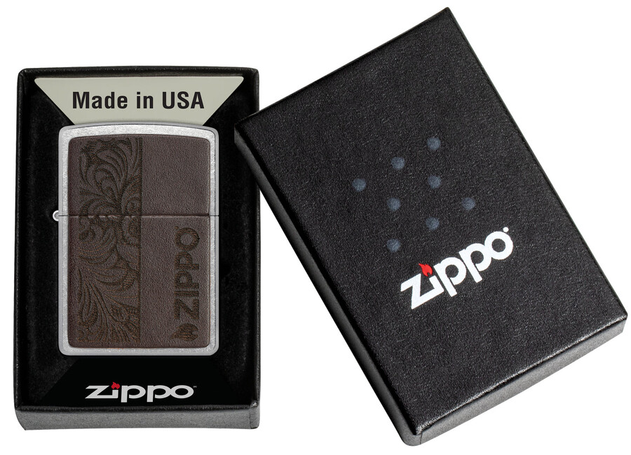 ブラウンレザーエンブレム - zippoデザイン