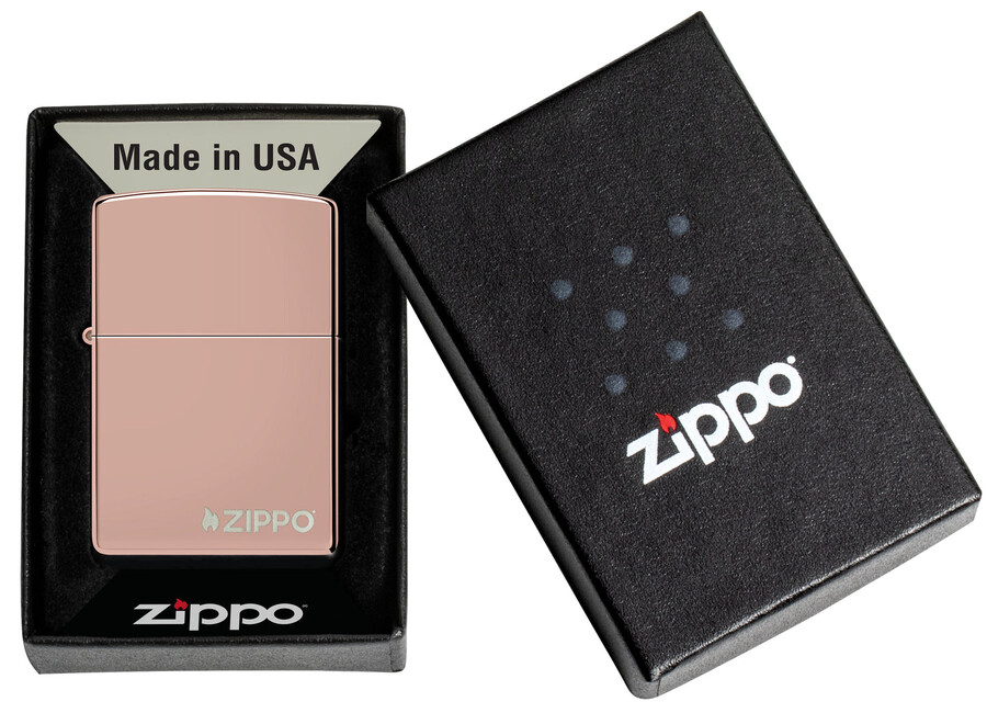 クラシックなハイポリッシュローズゴールドzippoロゴ