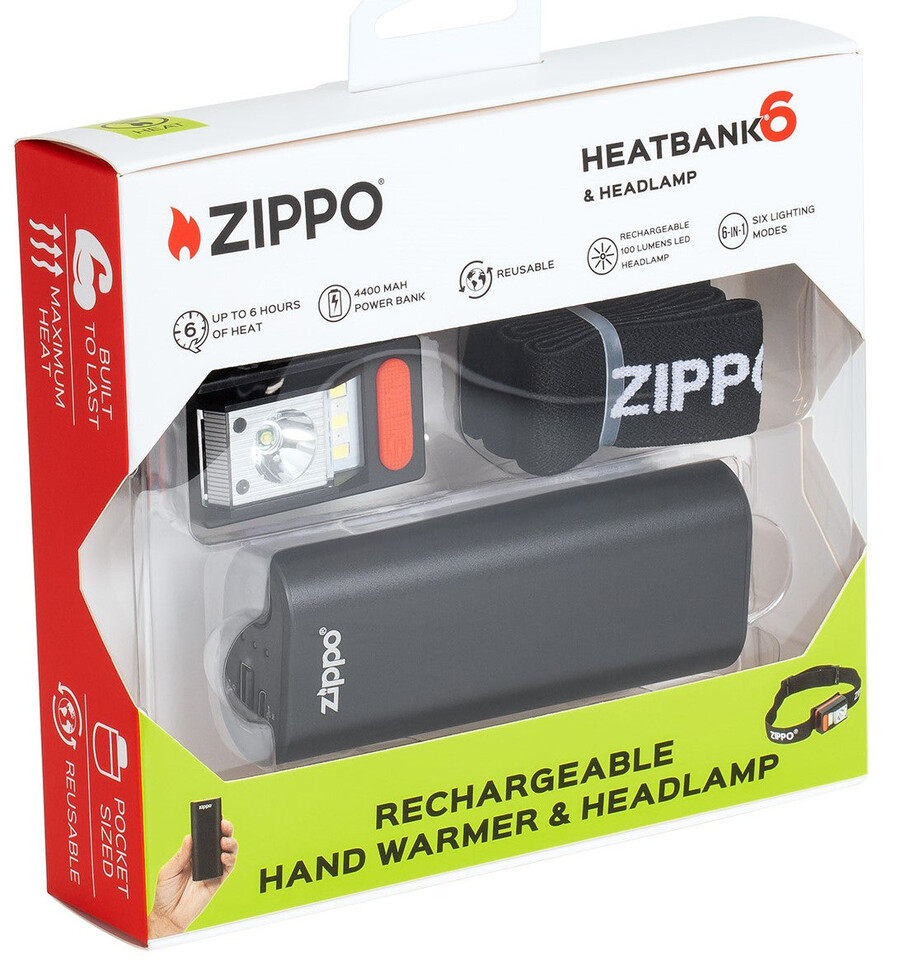 ブラック heatbank 6 充電式ハンドウォーマーヘッドランプ ギフトセット